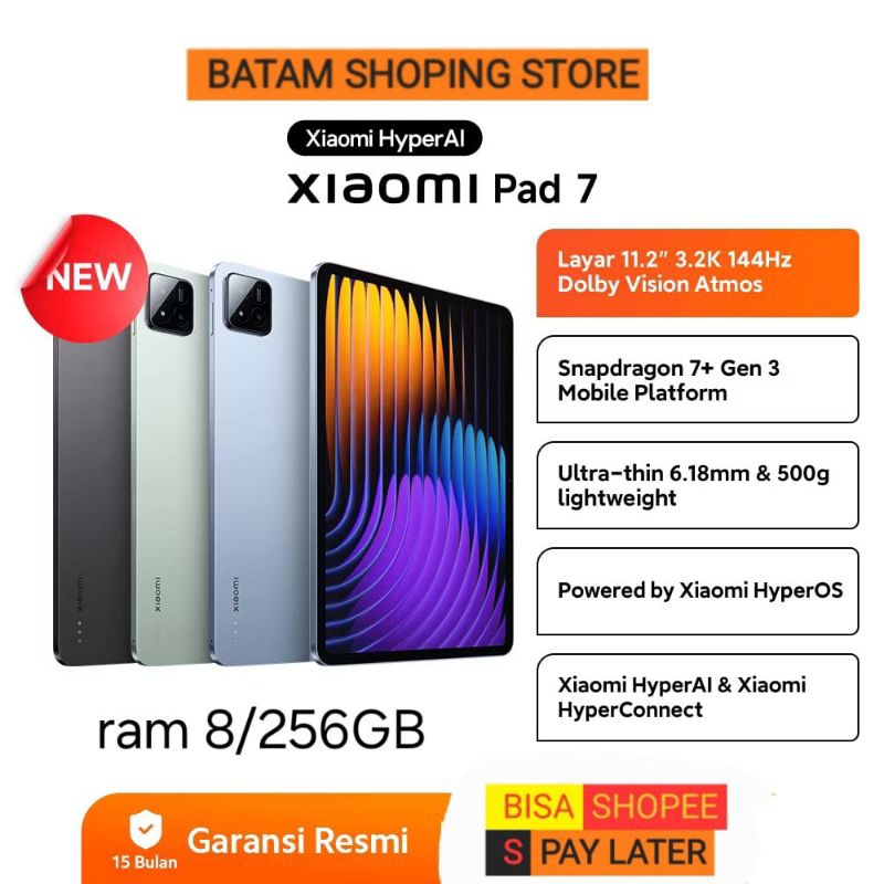 XIAOMI PAD 7 RAM 8/256GB | SNAPDRAGON 7+ GEN 3 GARANSI RESMI
