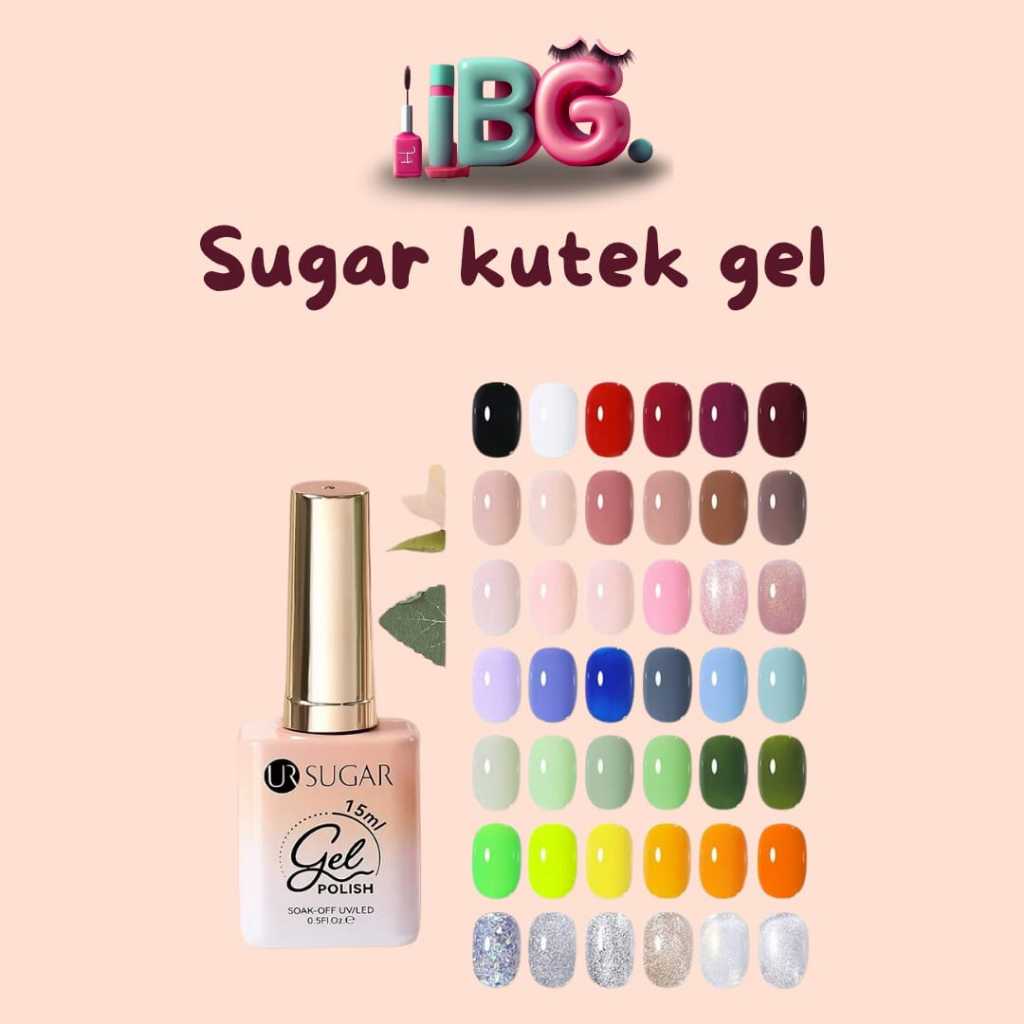 UR Sugar Gel Nail Polish Kutek Gel Tahan Lama Warna Glossy Gel UV LED Nail Art Polish
