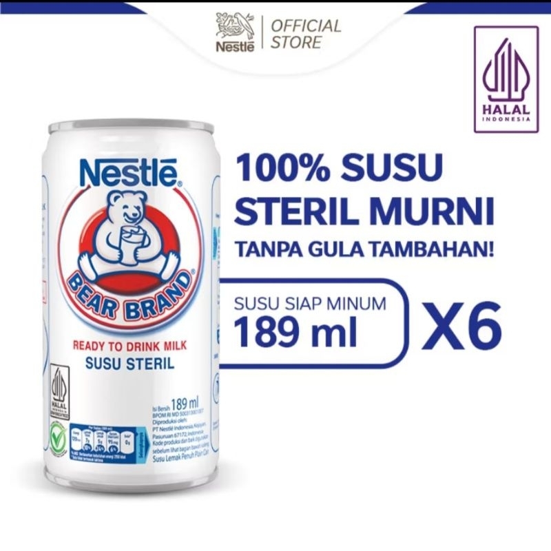 

BEAR BRAND Susu Steril Susu Beruang Susu Kaleng 189ml x6 pcs