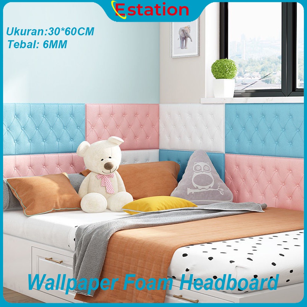 (PAKET 10 LEMBAR) Wallpaper Tebal 12MM 3D Foam Kedap Suara Tahan Air Headboard Bed Wallfoam Empuk