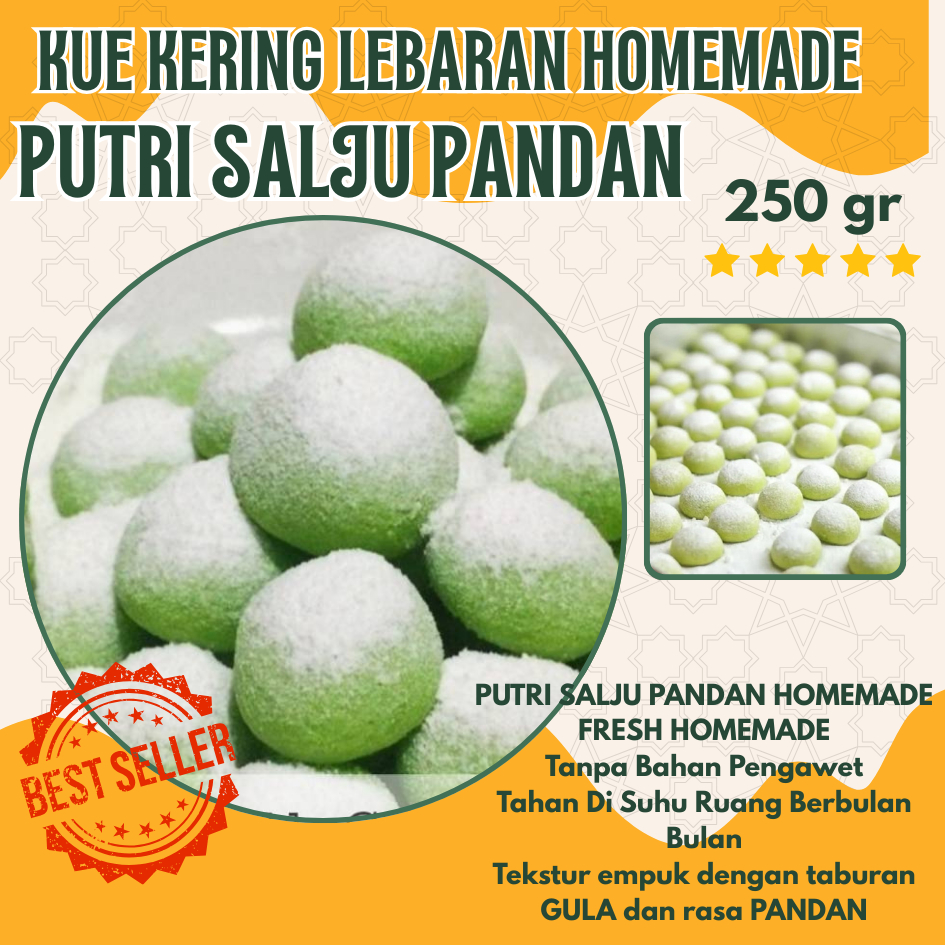 

BEST SELLER PUTRI SALJU PANDAN KUE KERING HOMEMADE 250 GRAM