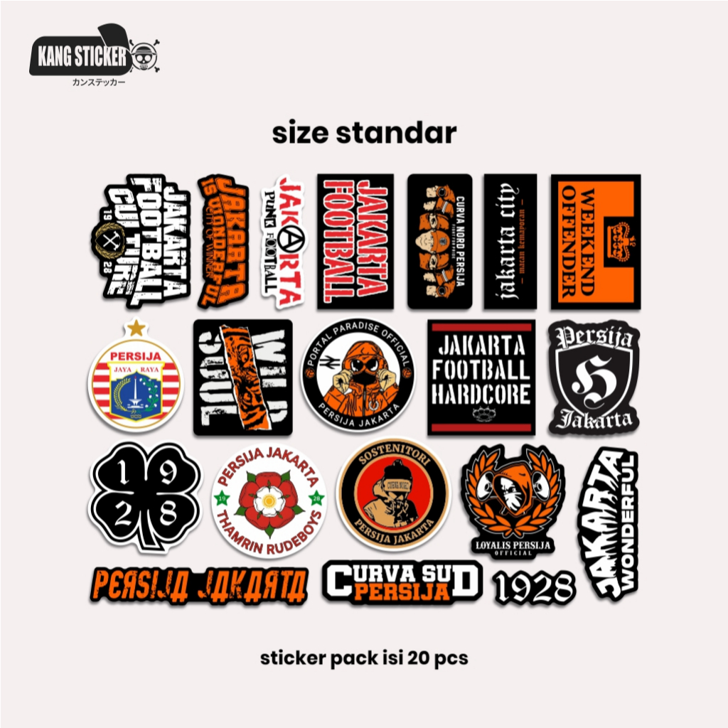 

STICKER PACK PERSIJA JAKARTA ISI 20PCS - PREMIUM STICKER - WATERPROOF