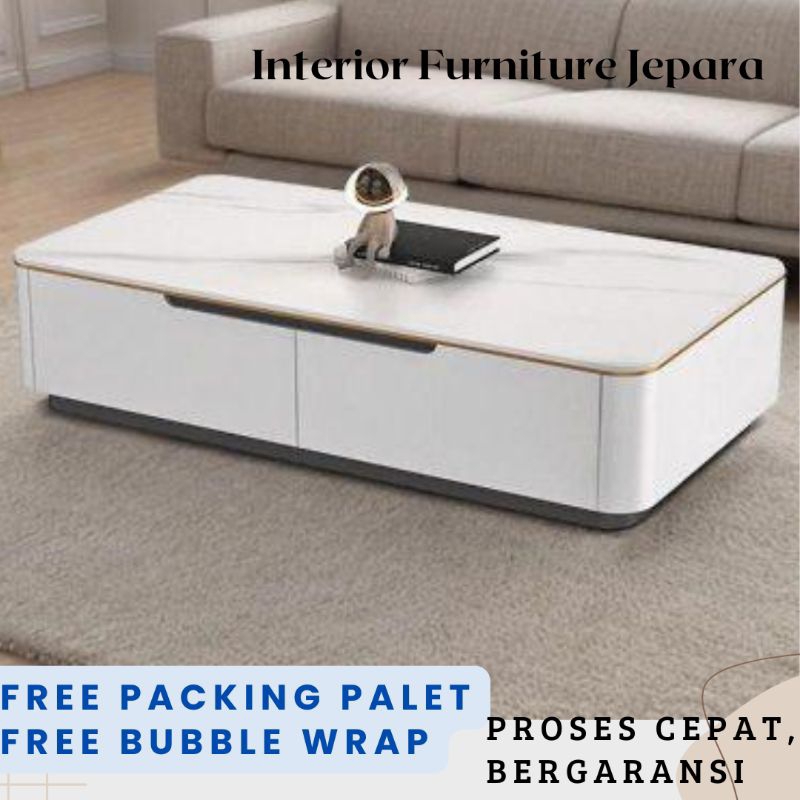 PROMO Meja Tamu Marble Mewah Round Side, Meja Ruangan Elegan. Lapis HPL tebal. SUDAH DIRAKIT