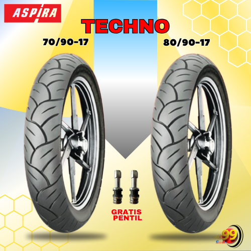 Paket Ban Motor ASPIRA MAXIO TECHNO 70/90-17 + 80/90-17 Tubeless