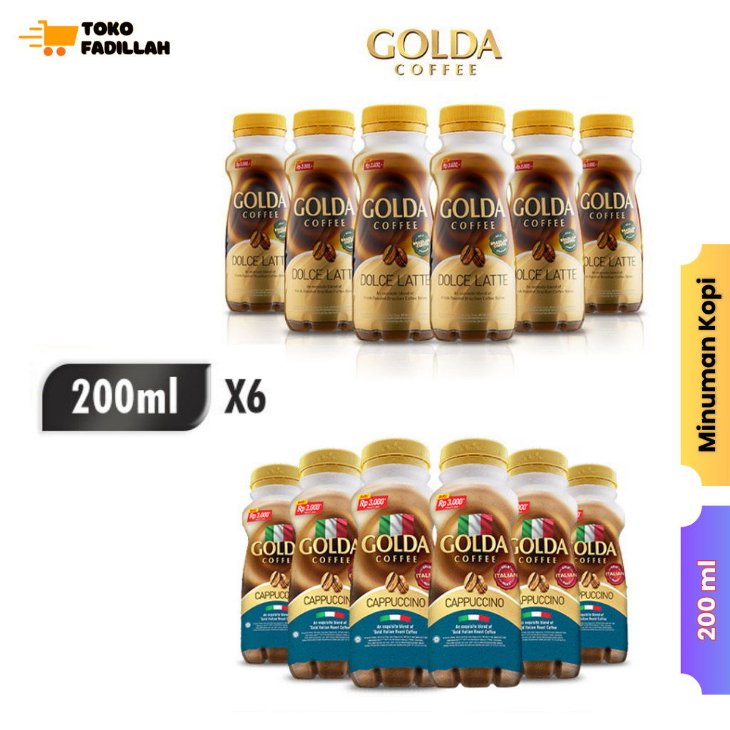 

GOLDA COFFEE 200ml x 6 Botol - Kopi Golda Dolce Latte & Cappuccino