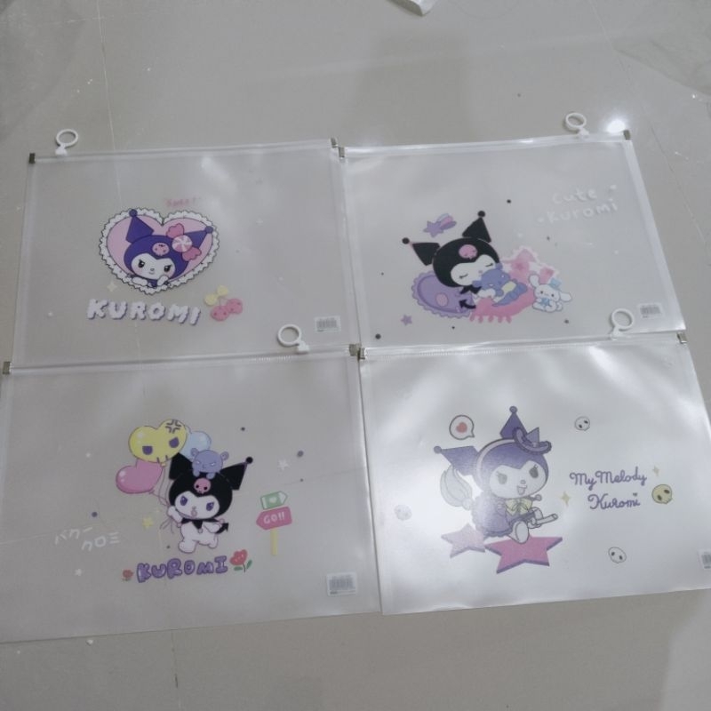 

[COD] 4 pcs Zipper / Document Folder Map Organizer A4 motif Sanrio Kuromi