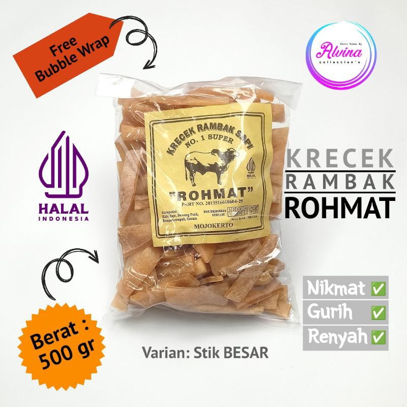 

PRODUSEN Krecek Rambak ROHMAT Kerupuk Kulit Sapi Mentah ALL Varian Berat 500gr