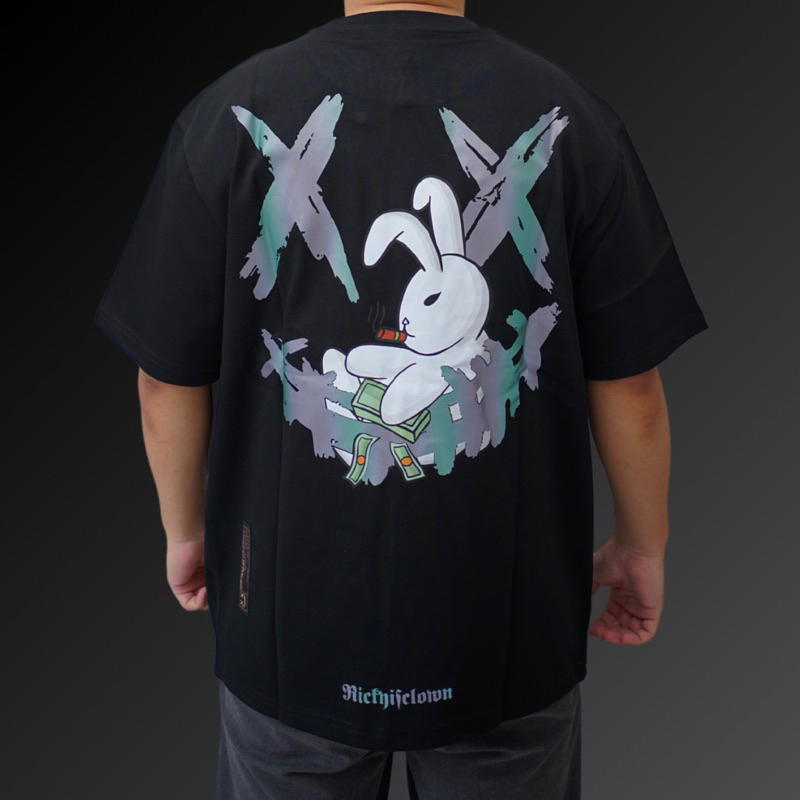 Ric Ricky Is Clown Rabbit Reflective Black Tee Original