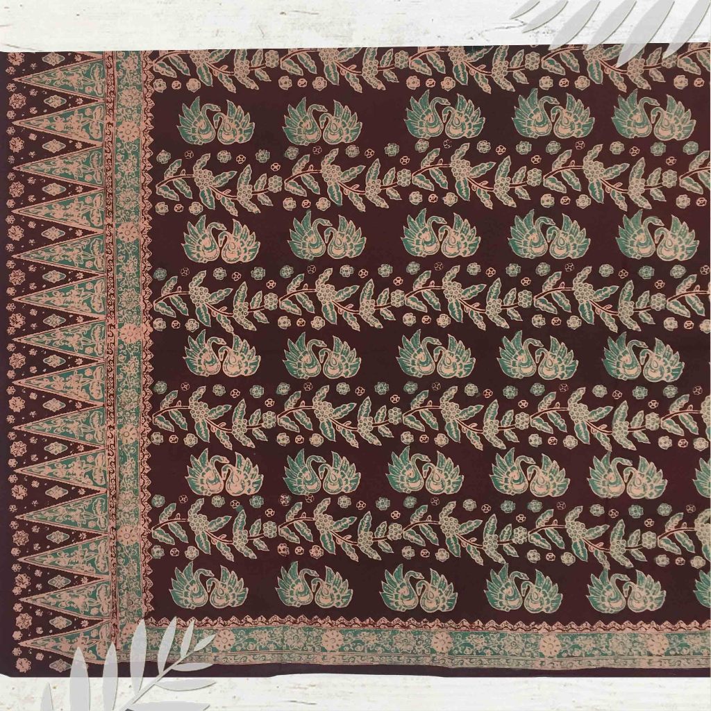 Batik jambi Motif hijau angso duo | dasar bahan baju (Panjang.2m Lebar.105cm)