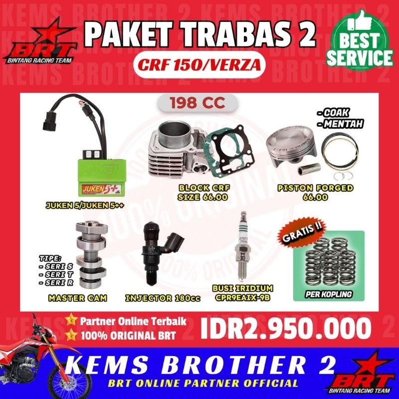 PAKET BORE UP CRF 198 CC ORIGINAL BRT GRATIS PER KOPLING ORIGINAL