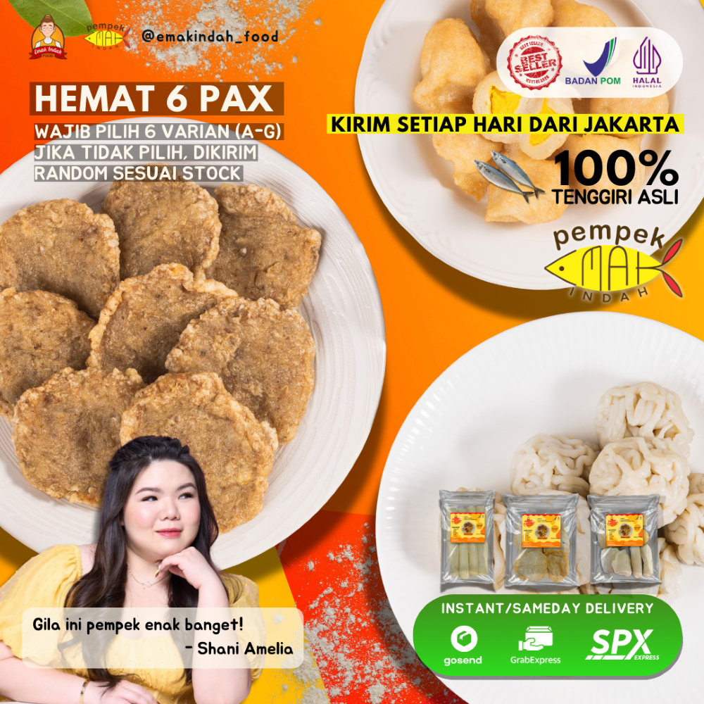 

PEMPEK EMAK INDAH - PEMPEK MPENAK PALEMBANG ASLI IKAN TENGGIRI - Paket Hemat 6 Pax WAJIB PILIH VARIAN