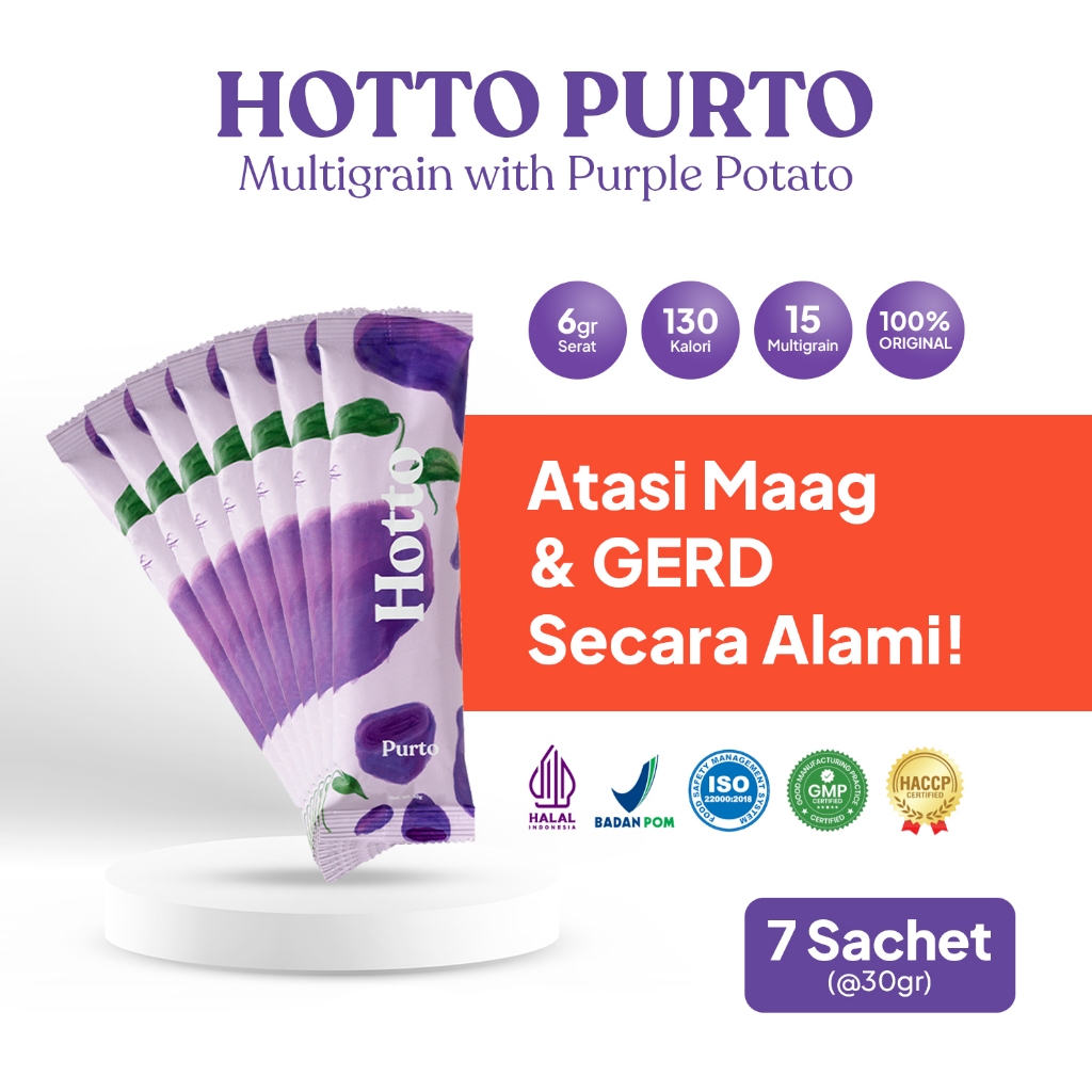 

HOTTO PURTO MULTIGRAIN - 7 Sachet | Sereal, Diet, Hotto Porto, Asam Lambung, Original 100%