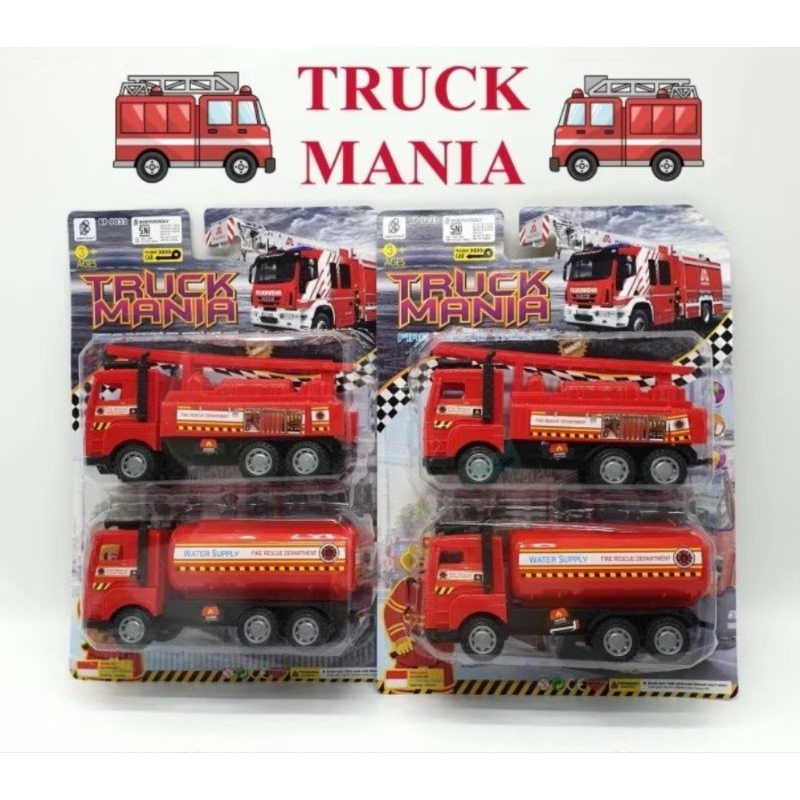 BP9033 - Truck Mania Mobil Pemadam Fire Rescue Isi 2 Pcs