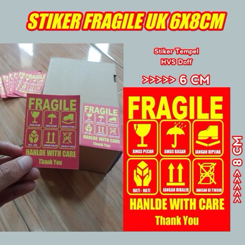 

Sticker Fragile murah ukuran 6x8 cm agar paket pengiriman aman