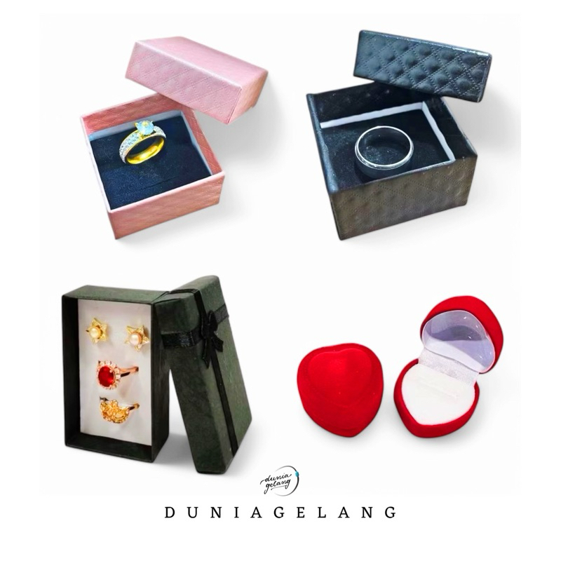Kotak Box Cincin Hati Love Cincin Tunangan Kotak Cincin Beludru Kotak Hadiah Aksesoris