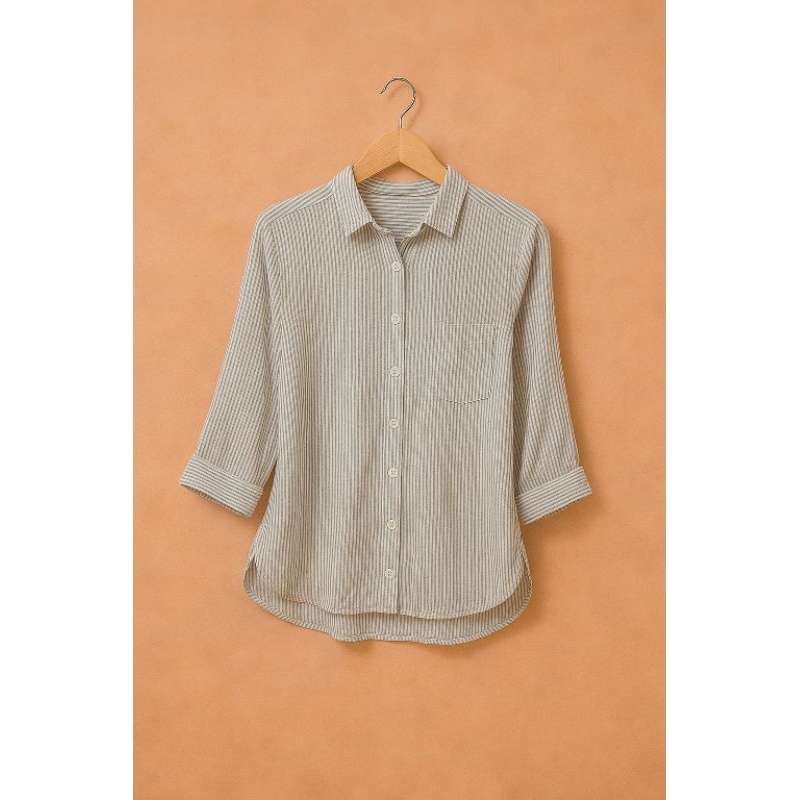 KEMEJA PUTIH GARIS GARIS BIRU