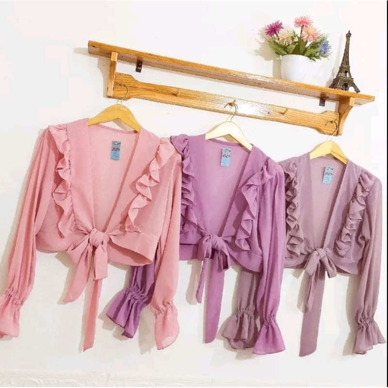 MIRANTI OUTER RUFFLE BY FLOW VEE CERUTY CARDIGAN REMAJA WANITA DEWASA MUSLIM CANTI  BAJU CARDIGAN PO