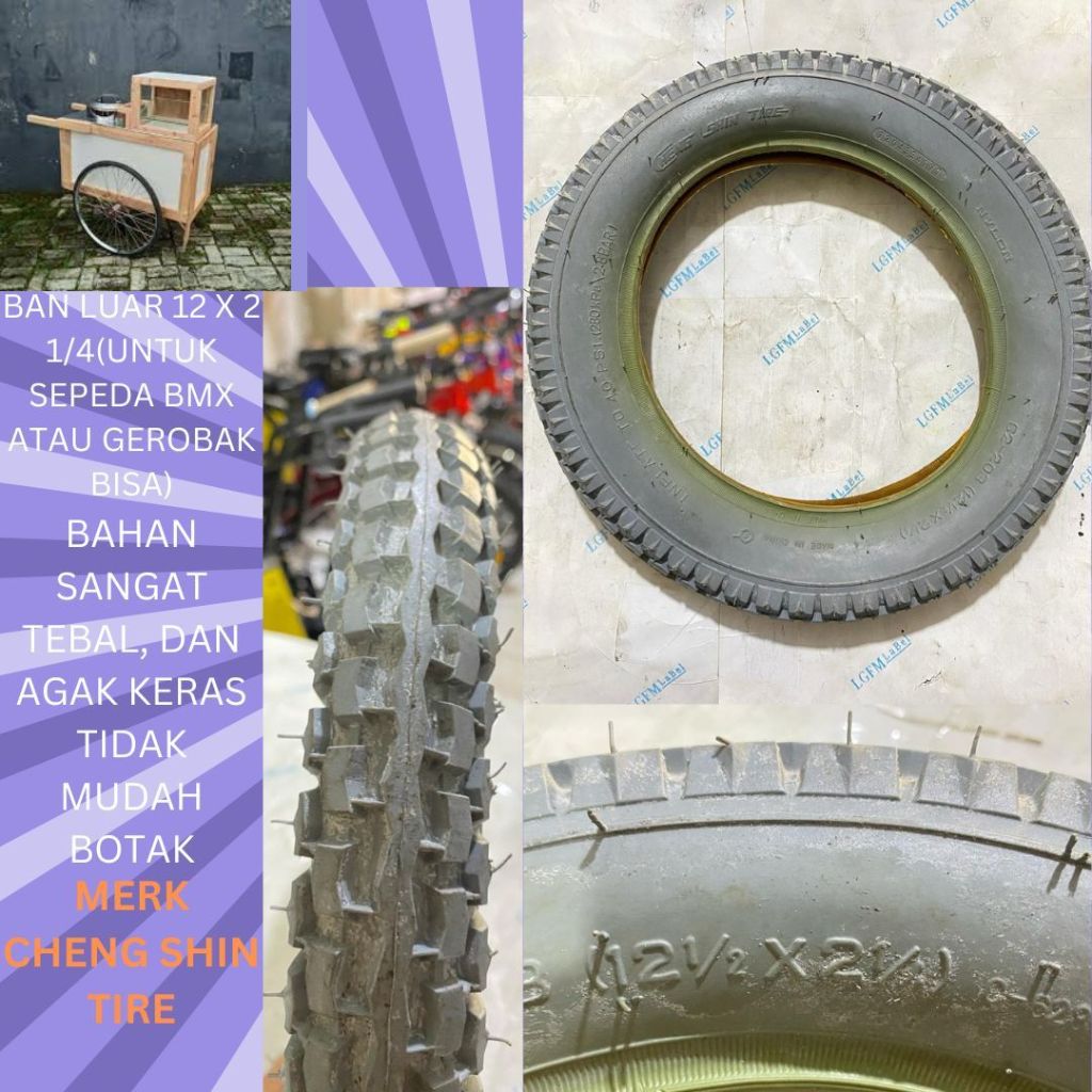 CHENG SHIN TIRE CST Ban luar Sepeda 12 1/2 X 21/4 BMX Gerobak Trolli Katrol Roda Belakang kecil Kuat