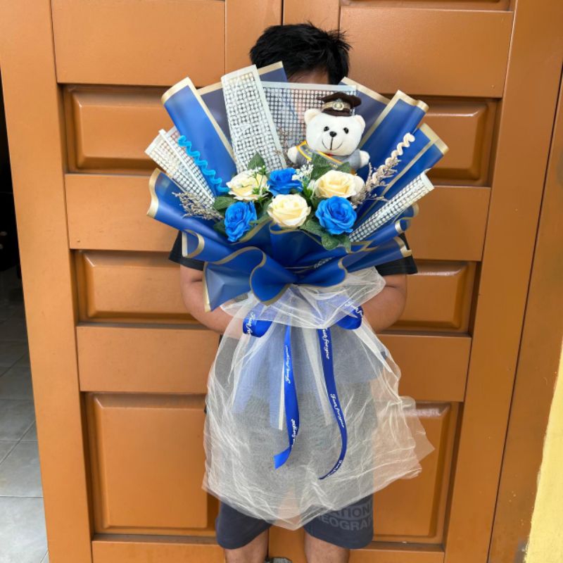 buket boneka polisi artificial pelantikan polisi kenaikkan pangkat