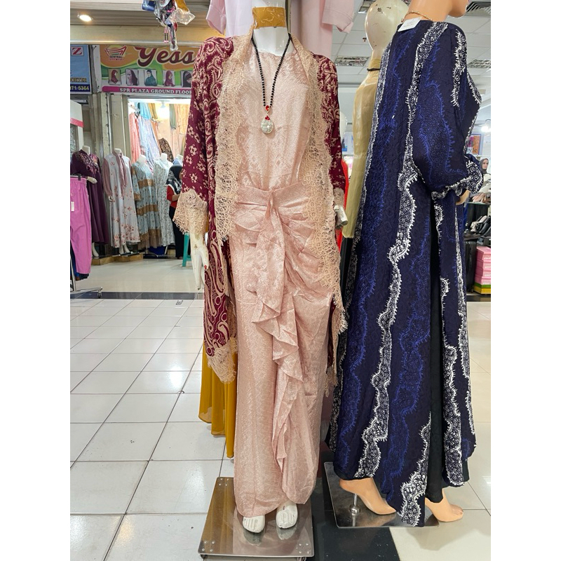 ONE SET SUTERA PREMIUM VISCOSE - ATASAN BATIK SUTERA VISCOSE PREMIUM BROKAT OUTER BATIK