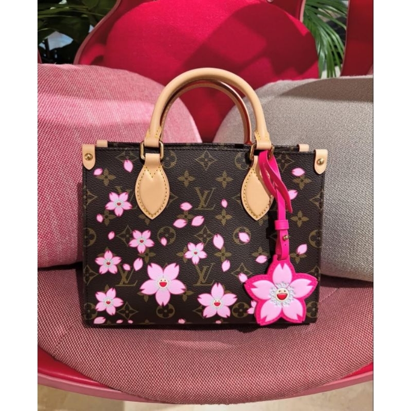 READY STOK INDONESIA JAKARTA Takashi Murakami Sakura Series onthego New Jungle Bag Women's Tote Bag 