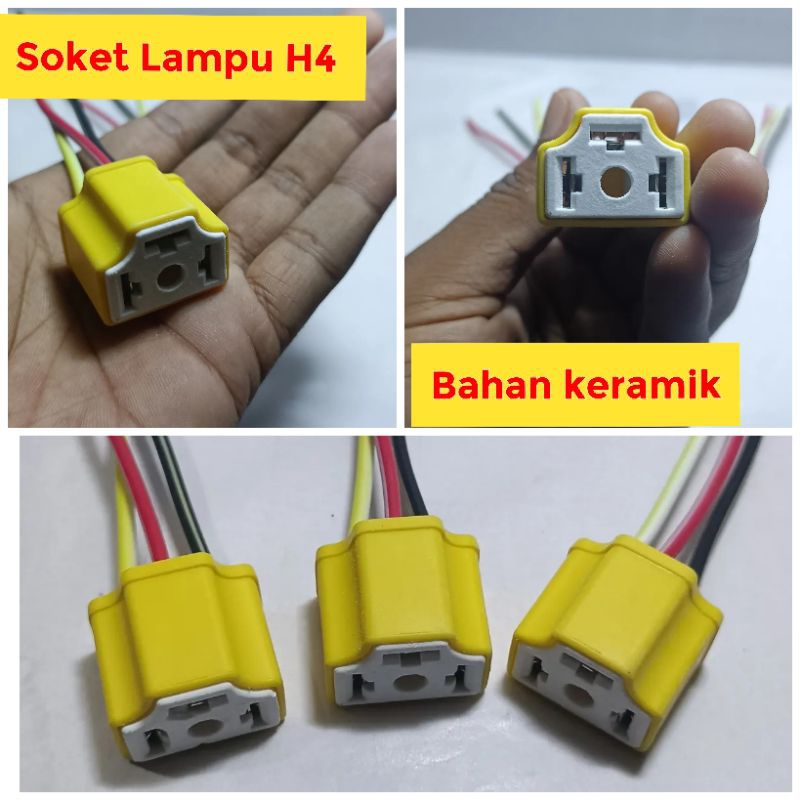 Soket lampu mobil H4 keramik soket mobil h4 keramik