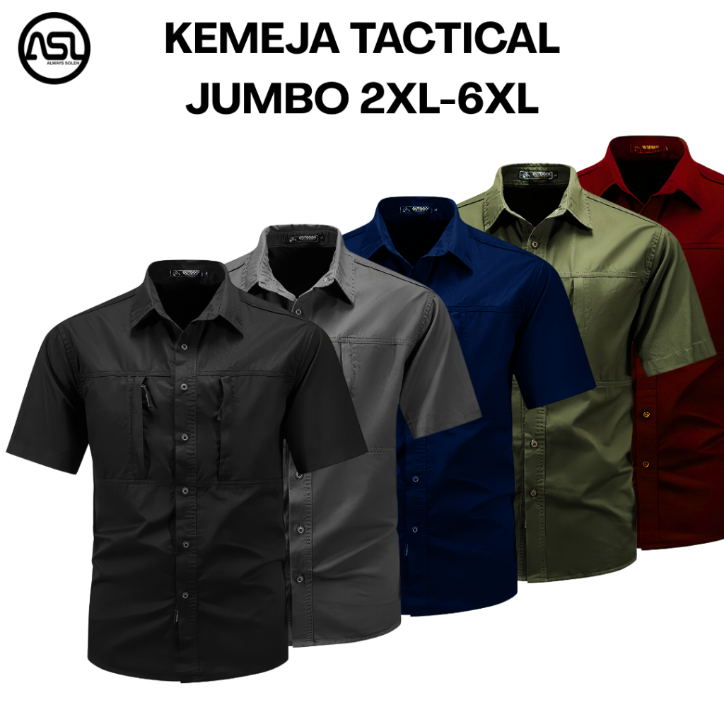 Kemeja Tactical Jumbo 2XL 3XL 4XL 5XL 6XL / Kemeja Jumbo / Kemeja Big Size / Kemeja Tactical / Kemej