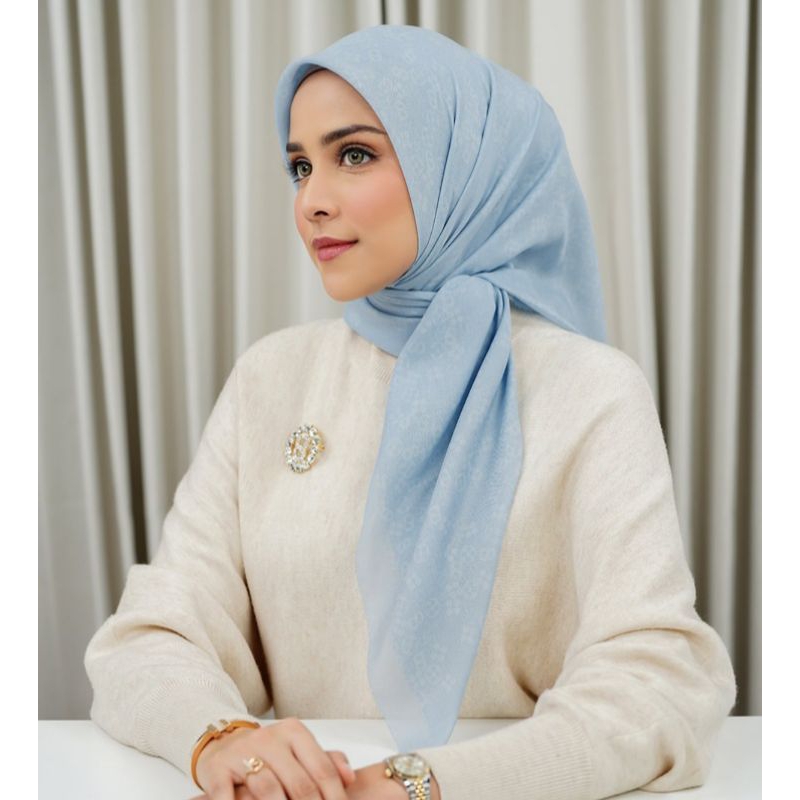Buttonscarves || Monogram Scramble voile blue sky
