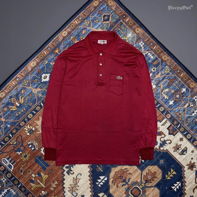 Polo Shirt Lacoste Long Sleeve Maroon Vintage