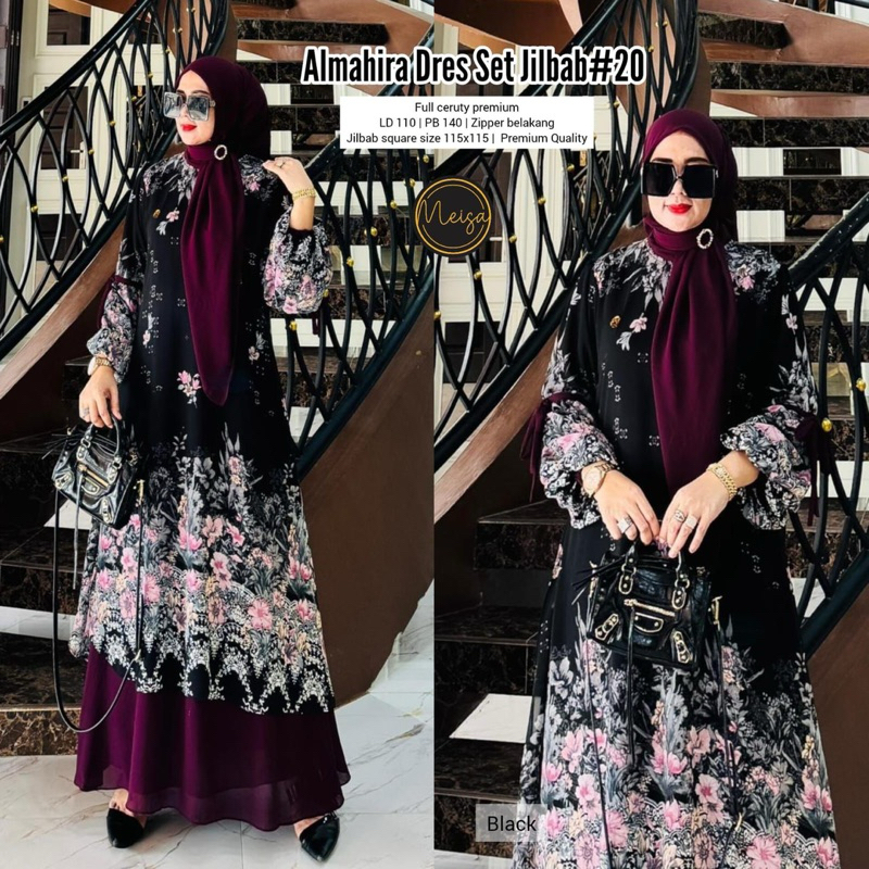 GAMIS DRESS ALMAHIRA SET HIJAB 20 & 19 ORIGINAL BY MEISA