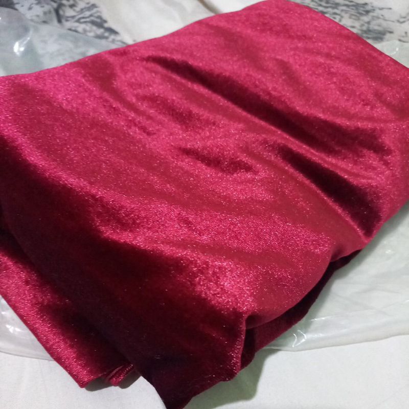 Kain Bludru Polos Merah Maroon Premium