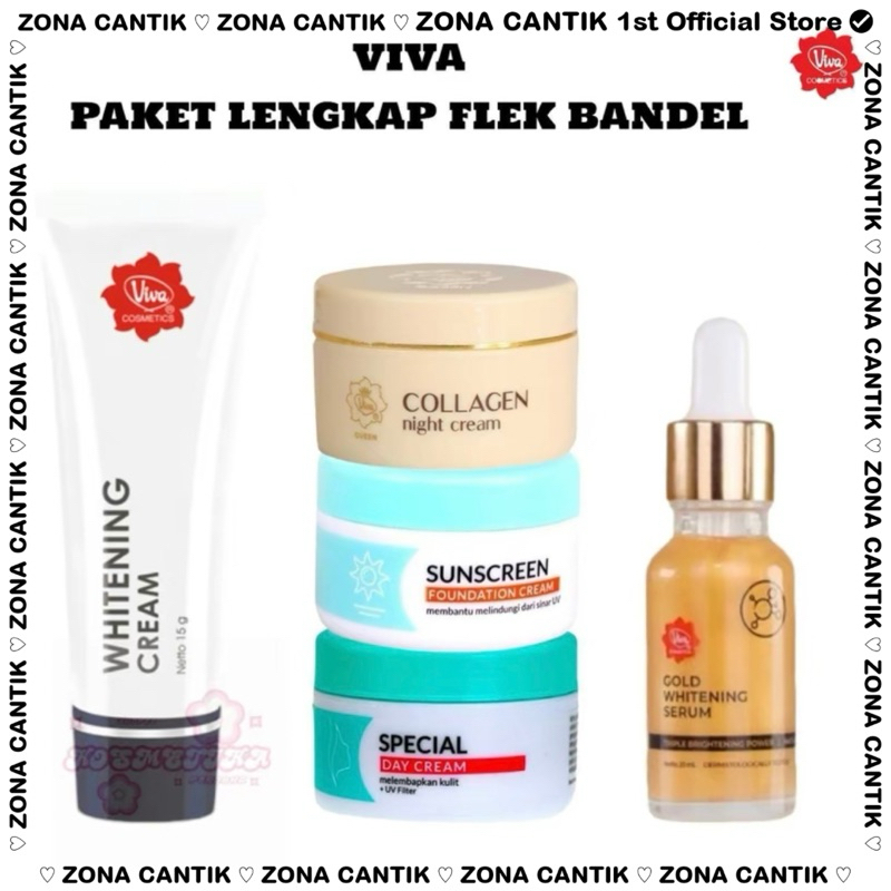 ZONA CANTIK - PAKET WAJAH VIVA ISI 5 / ISI 3 - VIVA PAKET ANTI FLEK - VIVA SKINCARE PAKET PERAWATAN 
