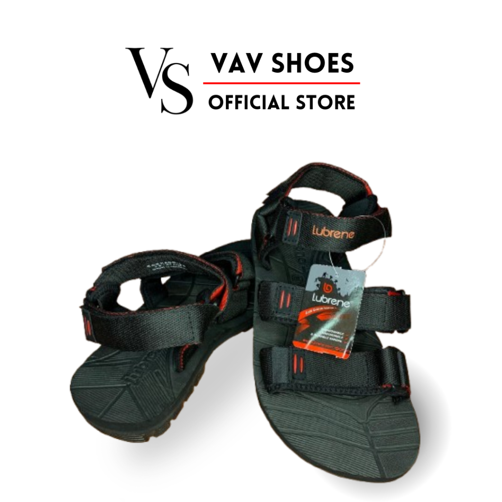 LUBRENE - Sandal Gunung Hook & Loop Pria Hitam Ori Premium Berkualitas