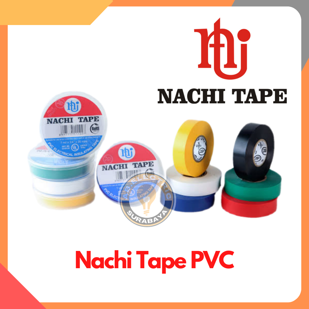 NACHI Isolasi Listrik Tape PVC Warna Hitam, Merah, Biru, Hijau, Kuning, Putih Solasi Listrik Nachi