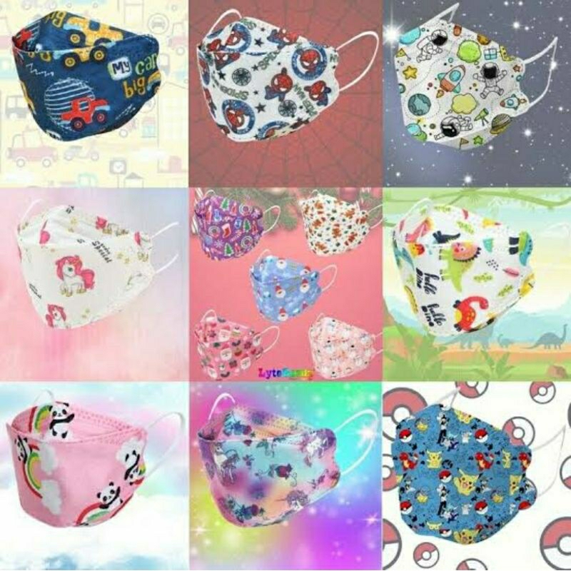 Masker Anak KF94 10pcs Kid Facial Mask Kids Face KF 94 isi 10 pcs 4ply FaceMask Child Children Bayi 