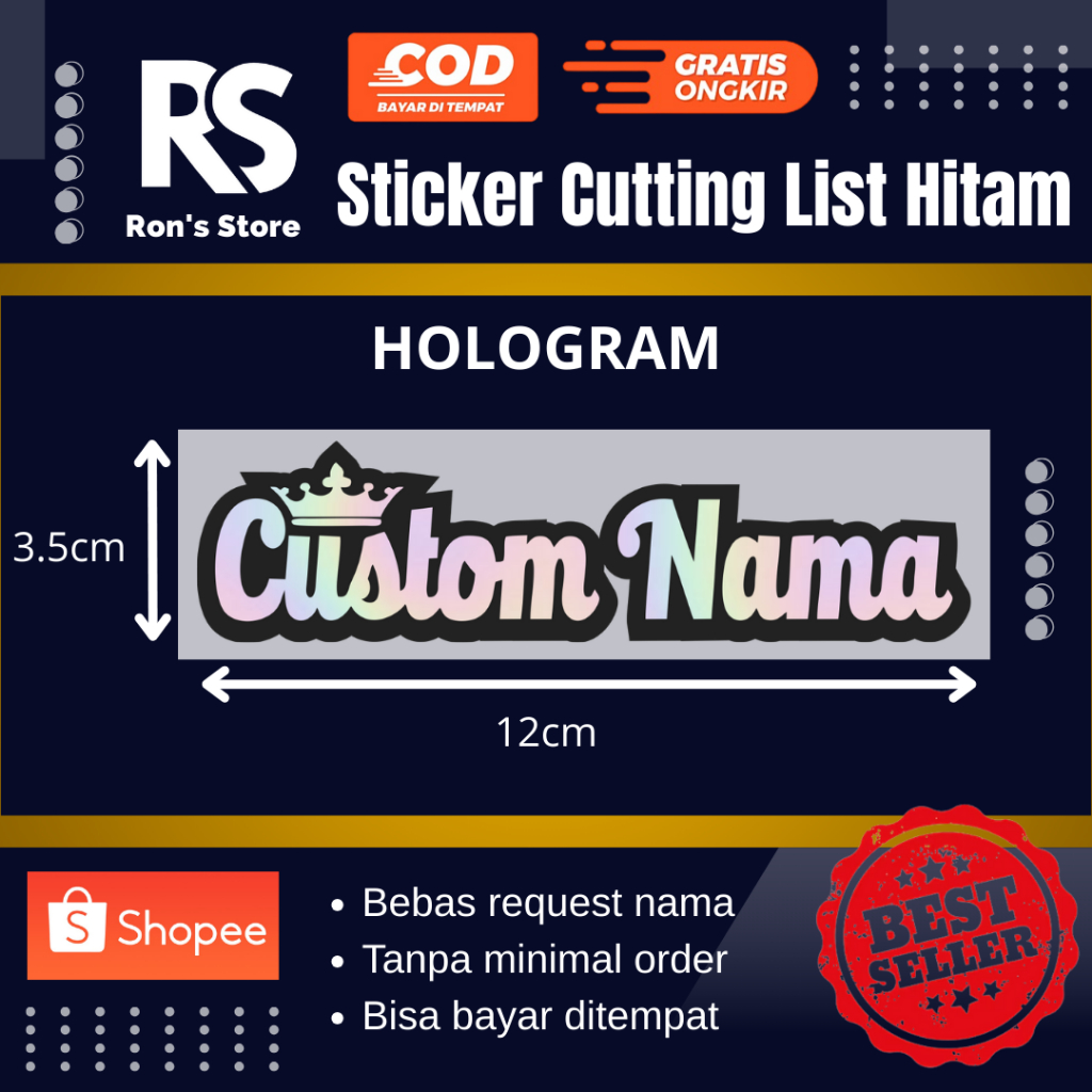 

STICKER HOLOGRAM DAN HOLOGRAM LIST HITAM CUTTING VIRAL BEBAS CUSTOM NAMA