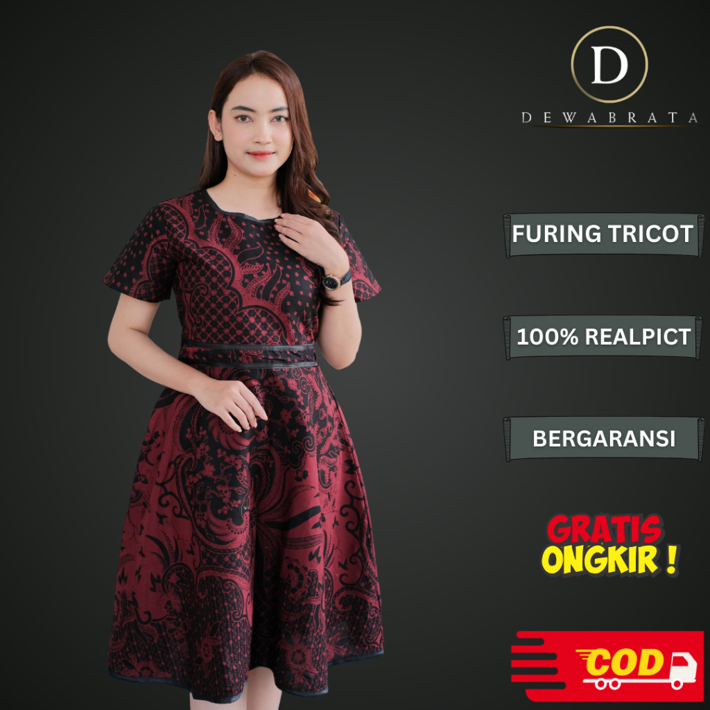 Dewabrata Batik Premium Bramasta Dress Batik Wanita Couple hitam elegan