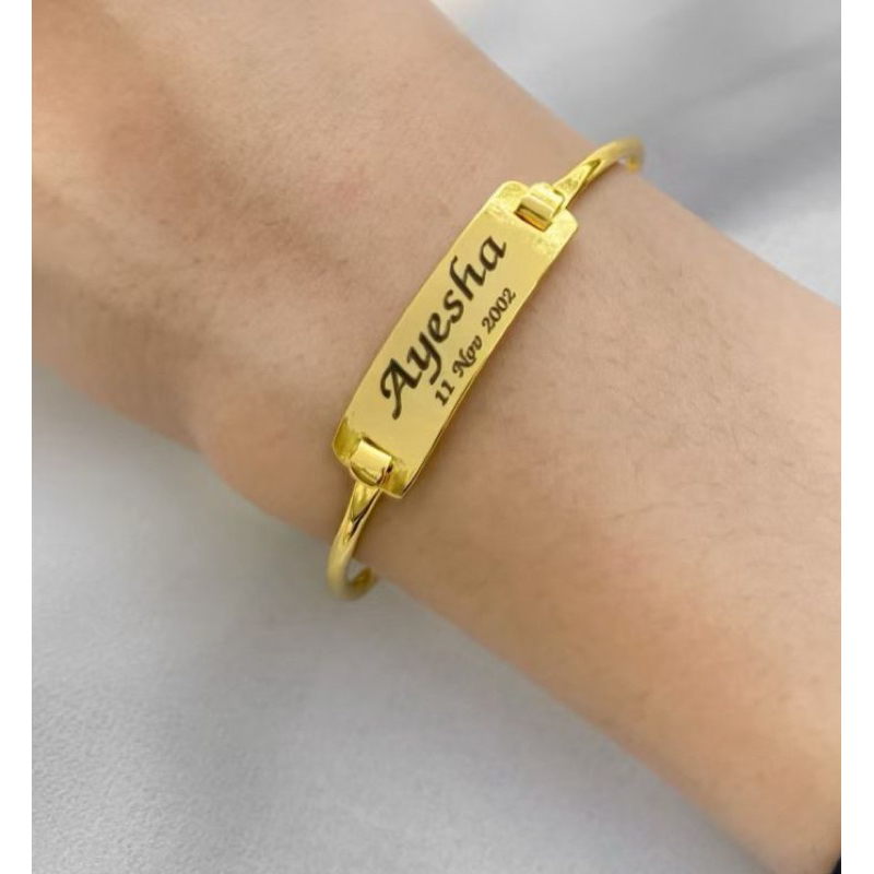 gelang nama custom titanium kuningan gelang simpel COD