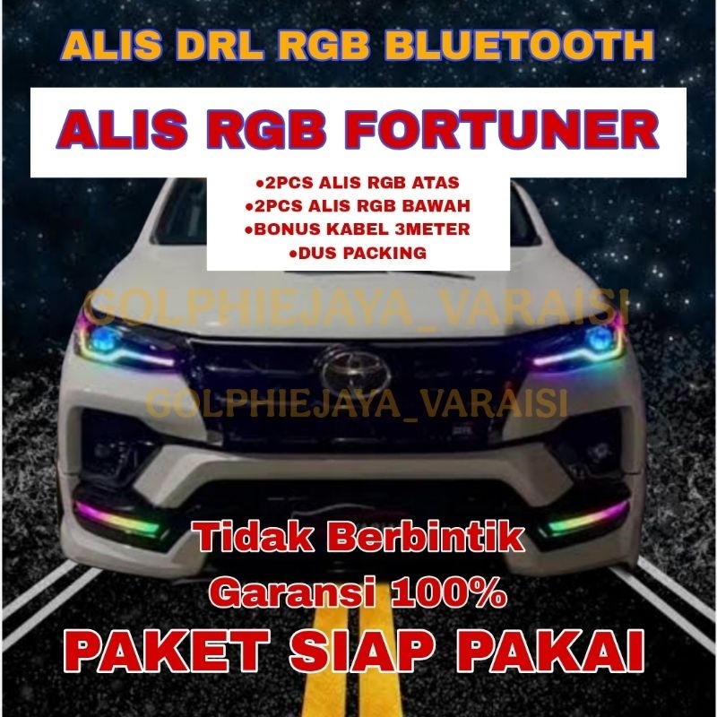 Paketan Lampu alis drl rgb bluetooth fortuner custom variasi led alis rgb running Fortuner koneksi b