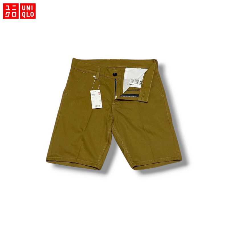 Uniqlo Celana Pendek Pria Santai Premium Original Warna Mustard