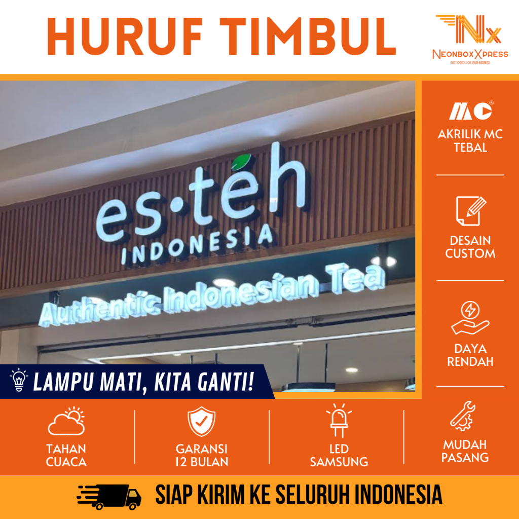3D Letter LED Huruf Timbul Akrilik LED Lampu Menyala Huruf Tempel Dinding Untuk Indoor/Outdoor Water