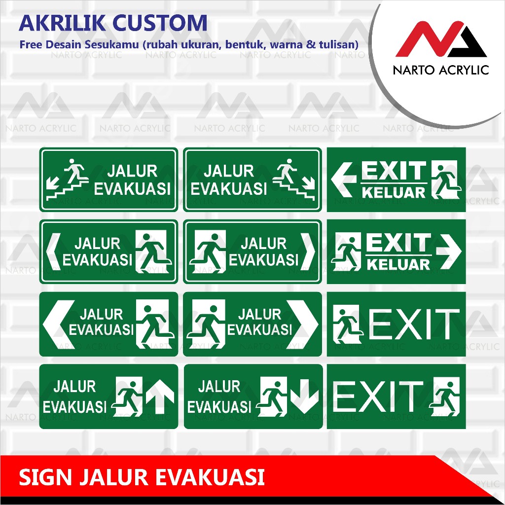 

SIGN AKRILIK JALUR EVAKUASI | SIGN EXIT | UK. 14 X 30 CM | INDOOR & OUTDOOR