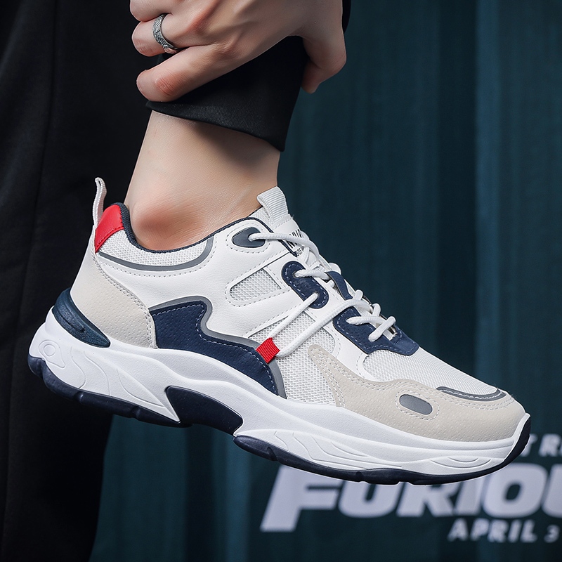 Shendu Sepatu Pria putih sneakers Kuliah Fashion Outdoor Olahraga Sporty Import Muda Tinggi Kekinian