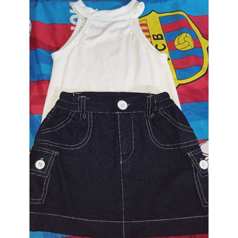 preloved setelan rok cargo anak 2-3tahun minus pemakaian aja