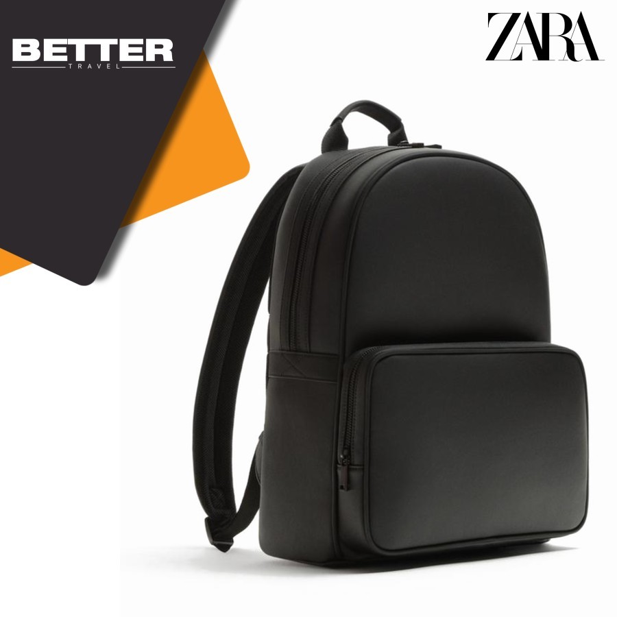 ZARA tas pria ransel casual kuliah full hitam backpack kantor formal original