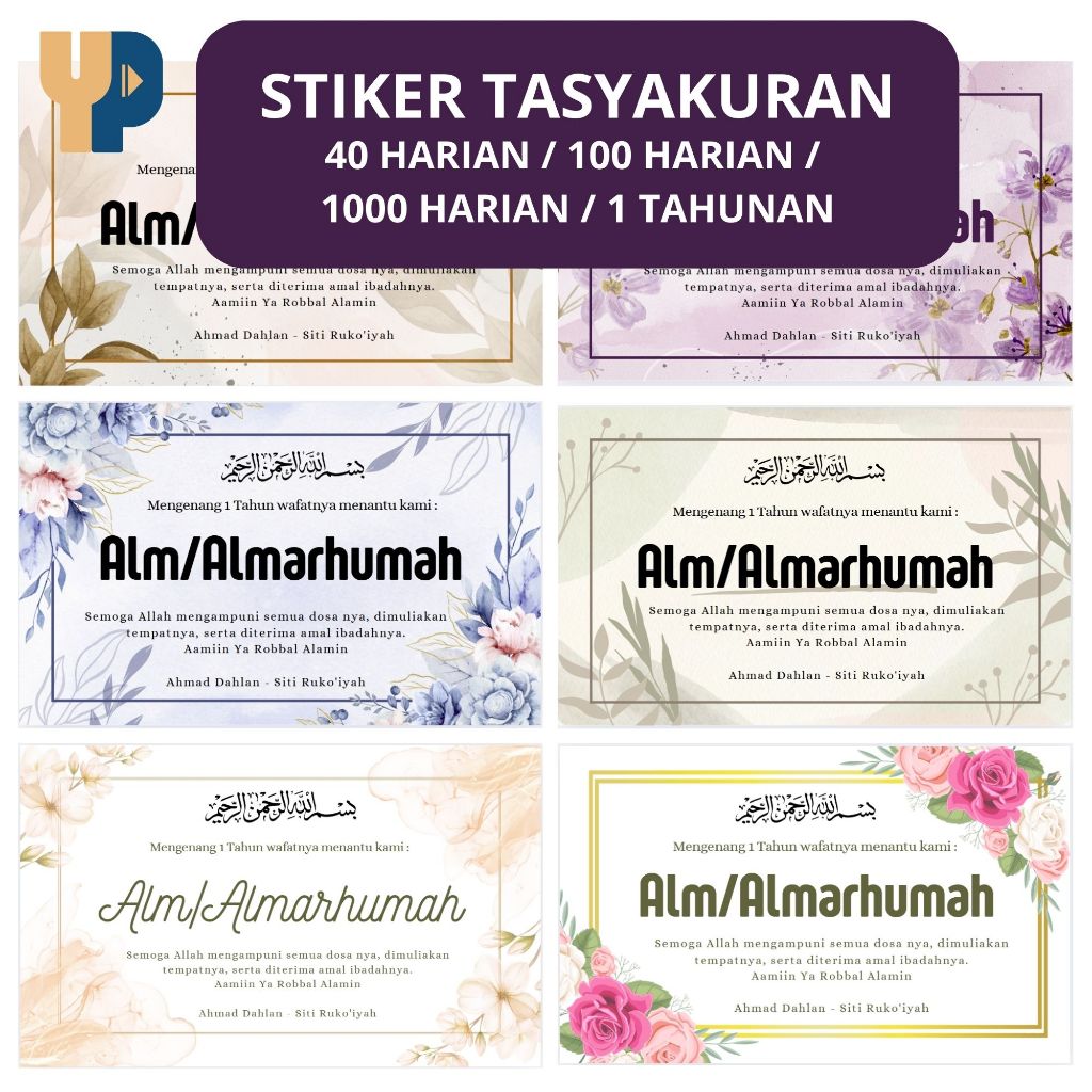 Label Stiker tahlil / slametan / tasyakuran 40 harian / 100 harian / 1000 harian / 1 tahunan ukuran 