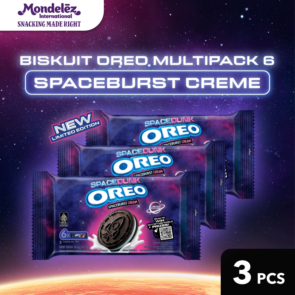

OREO SPACEBURST CREAM MULTIPACK 6 X 27.6G x 3 | Cookies Biskuit Cemilan Anak & Dewasa