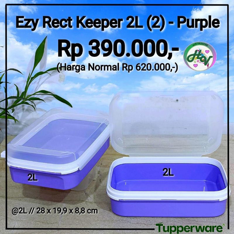 Tupperware Ezy Rect Keeper 2L (1pc) Purple