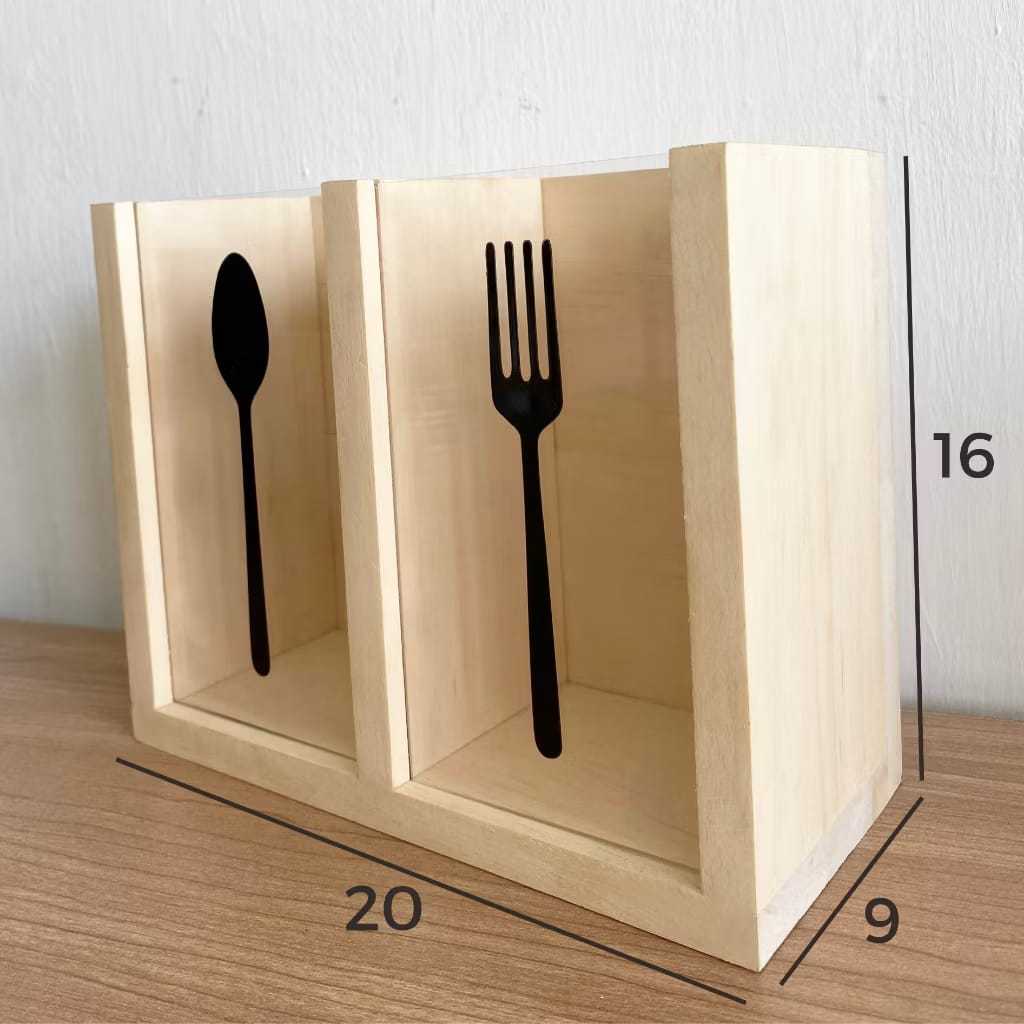 TEMPAT SENDOK GARPU AESTHETIC/ CUTLERY HOLDER WOODEN/ TEMPAT SENDOK GARPU NATURAL & MINIMALIS