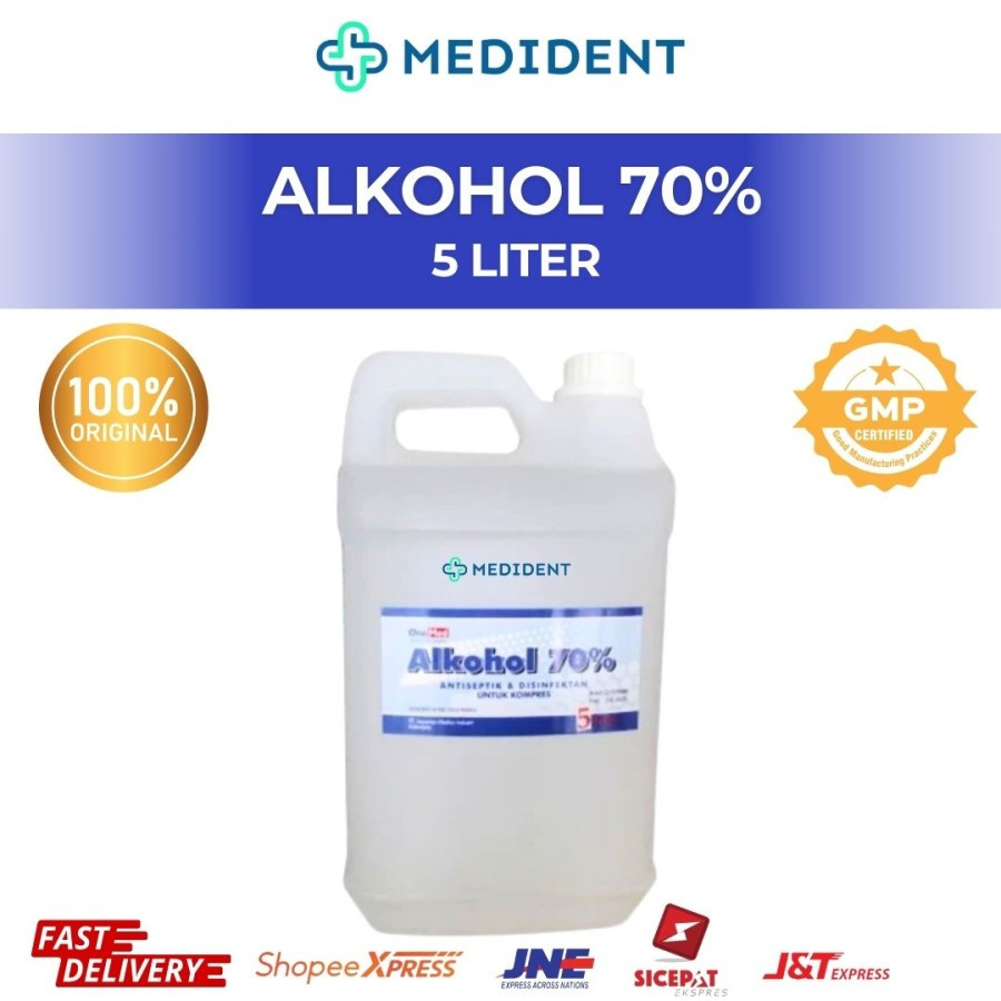 Alkohol 70% Onemed 5 liter / Alkohol 70% Food Grade / Alkohol 70% Medis Kesehatan / Alkohol Desinfek